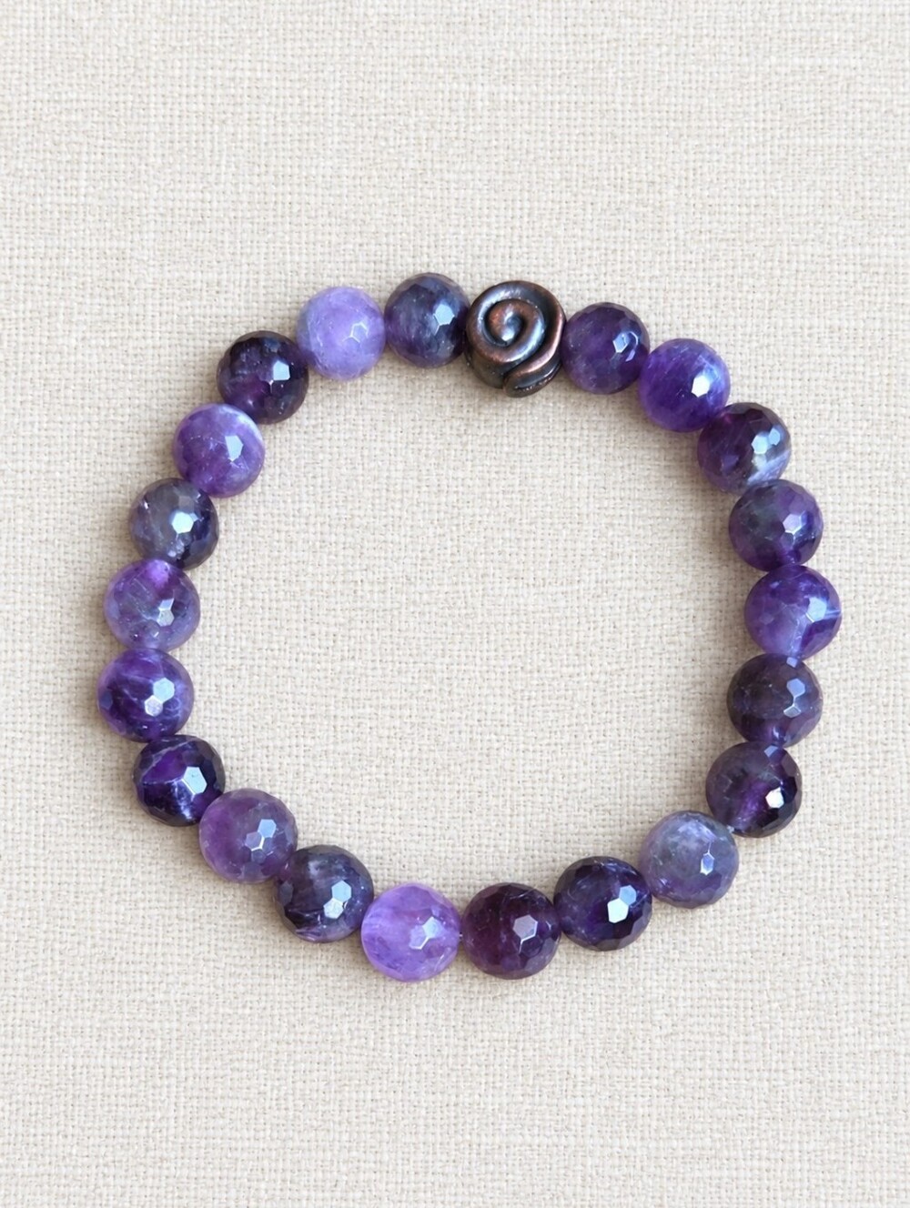 Amethyst Beaded Stretch Bracelet | Handmade